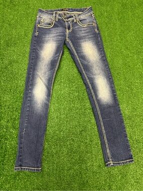 Angels Jeans Womens Size 5 Blue Medium Wash Skinny Slim Stretch 5-Pocket Denim